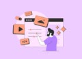 Website development process of building homepage layout HTML design. Web content creation for SEO, UI, UX design Royalty Free Stock Photo