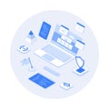 Website Development Programming Coding. Design, user experience UX, user interface UI. Website layout elements. Vector
