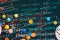 Website development. Server logs analysis. Closeup developing programming and coding technologies. Developer working on web sites Royalty Free Stock Photo