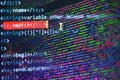 Website development. Server logs analysis. Closeup developing programming and coding technologies. Developer working on web sites Royalty Free Stock Photo