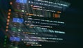 Website development. Server logs analysis. Closeup developing programming and coding technologies. Developer working on web sites Royalty Free Stock Photo