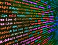 Website development. Tensorflow AI concept. Abstract computer script about big data and blockchain database. Developer software Royalty Free Stock Photo