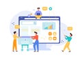 Website development tools for services Internet concept. Programmers write code php make up site html, create modern Royalty Free Stock Photo