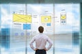 Website front end designer reviewing wireframe layout mockup, AR screen Royalty Free Stock Photo