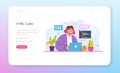 Website development web banner or landing page. HTML coding Royalty Free Stock Photo