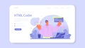 Website development web banner or landing page. HTML coding process Royalty Free Stock Photo