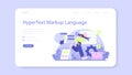 Website development web banner or landing page. HTML coding process Royalty Free Stock Photo