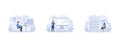 Website development, web design. Programming and coding, php and mysql development, cms development banners set. Computer Royalty Free Stock Photo