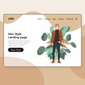 Website e-commerces, man style shopping, landing page and web design concept, website templates, e-commerce templates vector