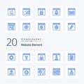 20 Website Element Blue Color icon Pack like document archive page loading download