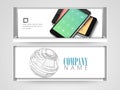 Website header or banner set with smartphone. Royalty Free Stock Photo