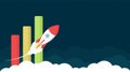 Website Header Design With Bar Chart And Rocket Launc Royalty Free Stock Photo