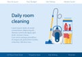 Vector template with logo for cleaning service of hotel or apartments. Royalty Free Stock Photo