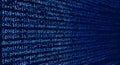 website HTML code in browser view on blue background. Royalty Free Stock Photo