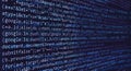 website HTML code in browser view on blue background. Royalty Free Stock Photo