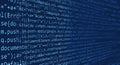 website HTML code in browser view on blue background. Royalty Free Stock Photo