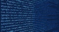 website HTML code in browser view on dark background. Royalty Free Stock Photo