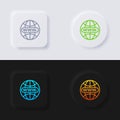 Website icon set, Multicolor neumorphism button soft UI Design.