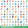 100 website icons set, isometric 3d style Royalty Free Stock Photo