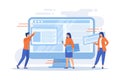 Website interface development planning. Devops team flat characters working. UI, UX, content design. Computer software creation Royalty Free Stock Photo