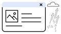 Website Interface with Image and Text Symbols with Arrows Signifying Growth and Cloud Connection Royalty Free Stock Photo
