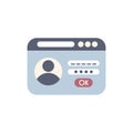 Website interface with login form for website requiring entering user password Royalty Free Stock Photo