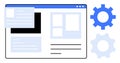 Website interface with settings gears for customization or optimization Royalty Free Stock Photo
