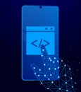 website, internet, browser, code touch phone. Polygon style touch phone vector