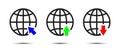 website or internet line art icons of globe