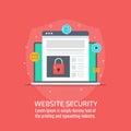 Website security, internet, cyber security, password, login, data protection, https concept. Flat design vector banner.