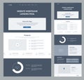 Website landing page design for business. One page site wireframe layout template. Modern flat UX/UI site development. Royalty Free Stock Photo