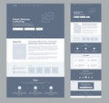 Website landing page design for business. One page site wireframe layout template. Modern flat UX/UI site development. Royalty Free Stock Photo