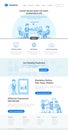 Website Landing page design vector template Linear Flat style..Webdesign Line art flat with icons