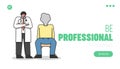 Website Landing Page. Emotionally Drained Character Sit On Chair With Smoked Head. Doctor Offers A Burnout Treatment