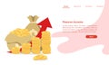 Website landing page template cartoon piles of coin and money bags