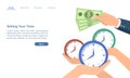 Website landing page template cartoon selling time work as salaried man to make money concept