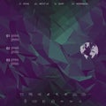 Website landing page template with set of line icons user interface and purple low poly background. Royalty Free Stock Photo