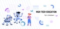 Website layout of educational courses for children in high technologies and robotics. Royalty Free Stock Photo