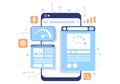Website Loading Speed Optimization With Server, Web Programming, Mobile App Development, and Page Software. Background Vector Royalty Free Stock Photo