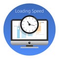 Website, loading speed or worked time icon. Vector illustration.