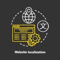 Website localization chalk concept icon. Website translation process idea. Webpage modifying. Launch manage multilingual Royalty Free Stock Photo