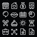 Website menu navigation white line icons on black Royalty Free Stock Photo