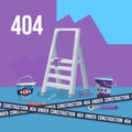 404 mistake and ladder with tools