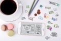 Website and mobile app development Concept. Mobile phone and coffee cup on a white office desk