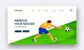 Website or mobile apps landing page design for soccer sport or tournament.