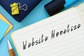 Website Monetize inscription on the sheet