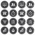 Website navigation icons on retro labels set Royalty Free Stock Photo