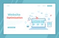 Website Optimization, Analysis, Content writing, Keywording, Reporting, Design, SEO, Links building. Website template on the lapto Royalty Free Stock Photo