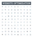 Website optimization vector line icons set. Optimization, Website, SEO, Analytics, Content, Loading, Servers