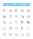 Website optimization vector line icons set. Optimization, Website, SEO, Analytics, Content, Loading, Servers
